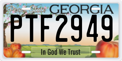 GA license plate PTF2949