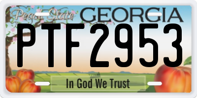 GA license plate PTF2953