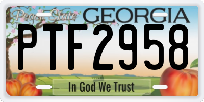 GA license plate PTF2958