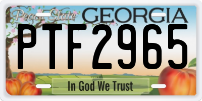 GA license plate PTF2965