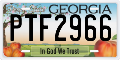 GA license plate PTF2966