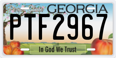 GA license plate PTF2967