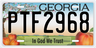 GA license plate PTF2968