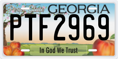 GA license plate PTF2969