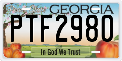 GA license plate PTF2980