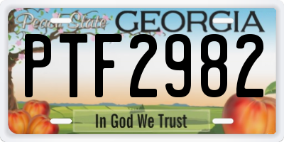 GA license plate PTF2982