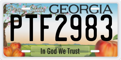GA license plate PTF2983