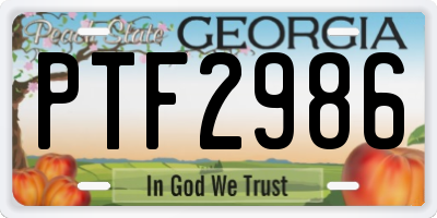 GA license plate PTF2986