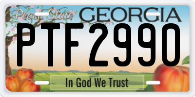 GA license plate PTF2990