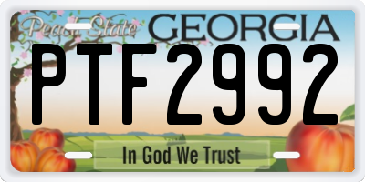 GA license plate PTF2992