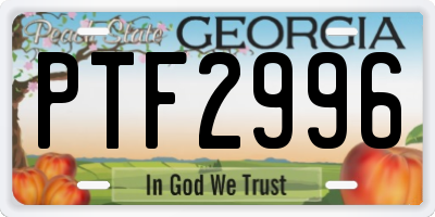 GA license plate PTF2996