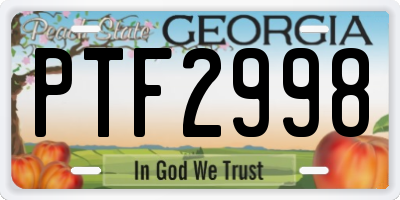 GA license plate PTF2998