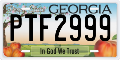 GA license plate PTF2999