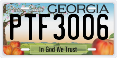 GA license plate PTF3006