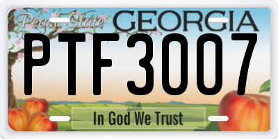 GA license plate PTF3007