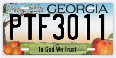 GA license plate PTF3011