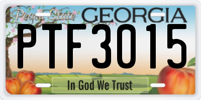 GA license plate PTF3015