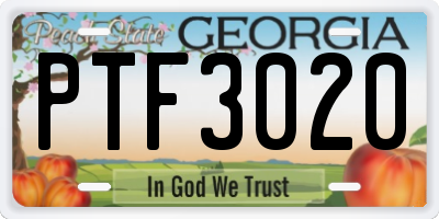 GA license plate PTF3020