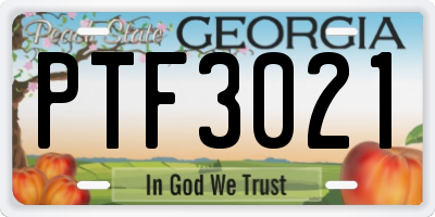 GA license plate PTF3021