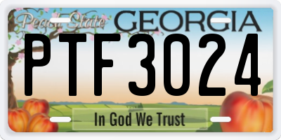 GA license plate PTF3024