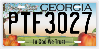 GA license plate PTF3027