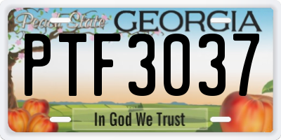 GA license plate PTF3037