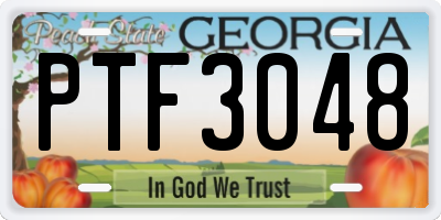 GA license plate PTF3048