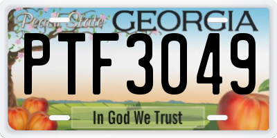 GA license plate PTF3049
