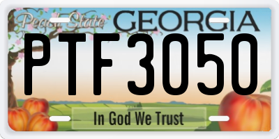 GA license plate PTF3050