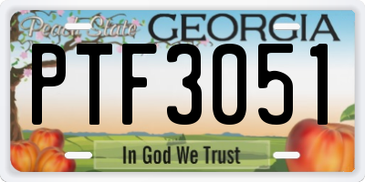 GA license plate PTF3051