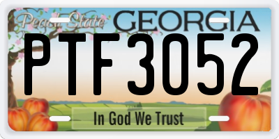 GA license plate PTF3052
