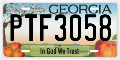 GA license plate PTF3058