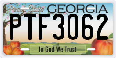 GA license plate PTF3062