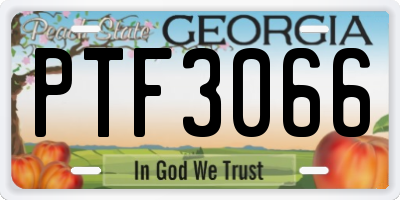 GA license plate PTF3066