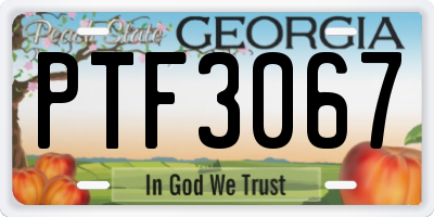 GA license plate PTF3067