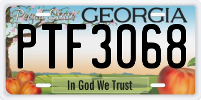 GA license plate PTF3068