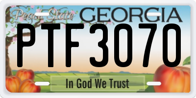 GA license plate PTF3070
