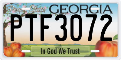 GA license plate PTF3072