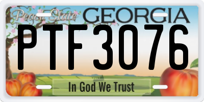 GA license plate PTF3076