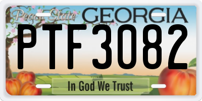 GA license plate PTF3082