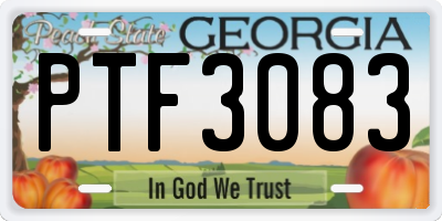 GA license plate PTF3083