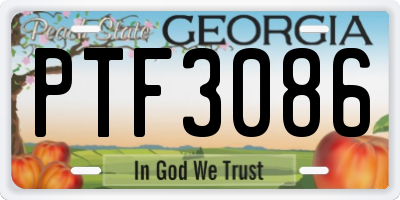 GA license plate PTF3086