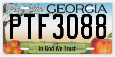 GA license plate PTF3088