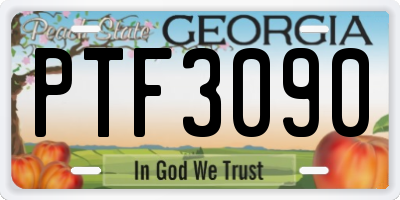 GA license plate PTF3090