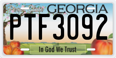 GA license plate PTF3092