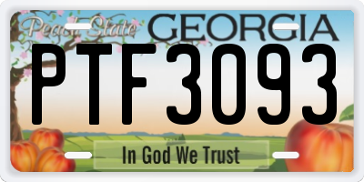 GA license plate PTF3093