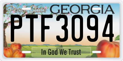 GA license plate PTF3094