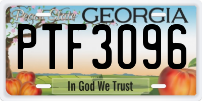 GA license plate PTF3096