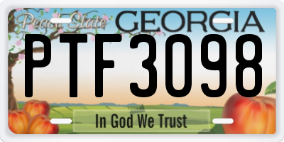 GA license plate PTF3098