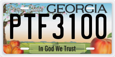 GA license plate PTF3100